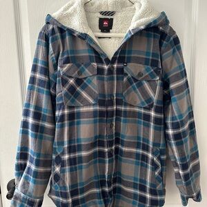 Quiksilver Plaid Blue and Gray Kids Jacket